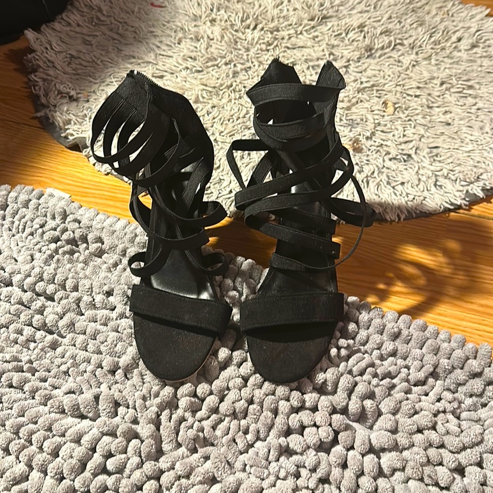 Black heels zip up in the back